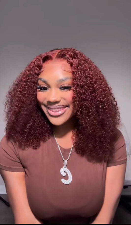 Reddish Brown Kinky Curly Wig
