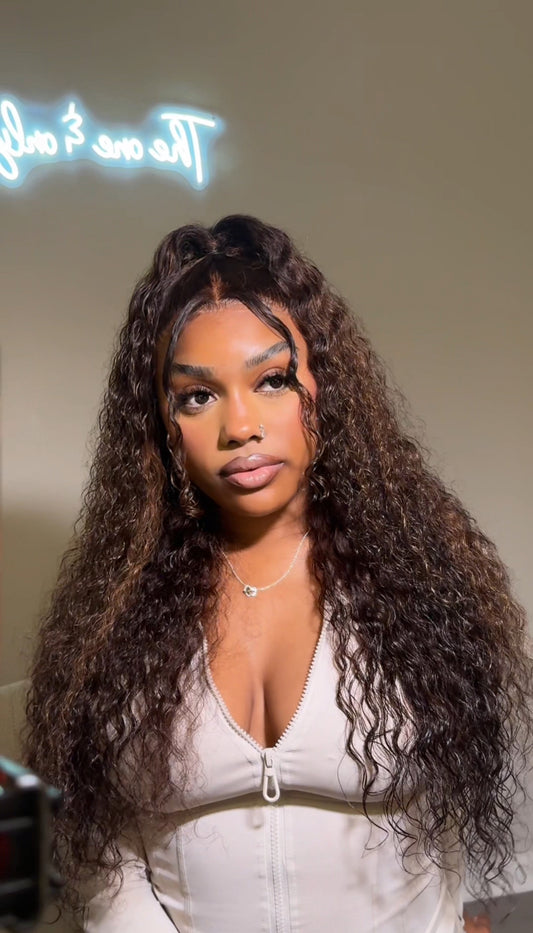 Brown Highlight Funmi Curly Wig