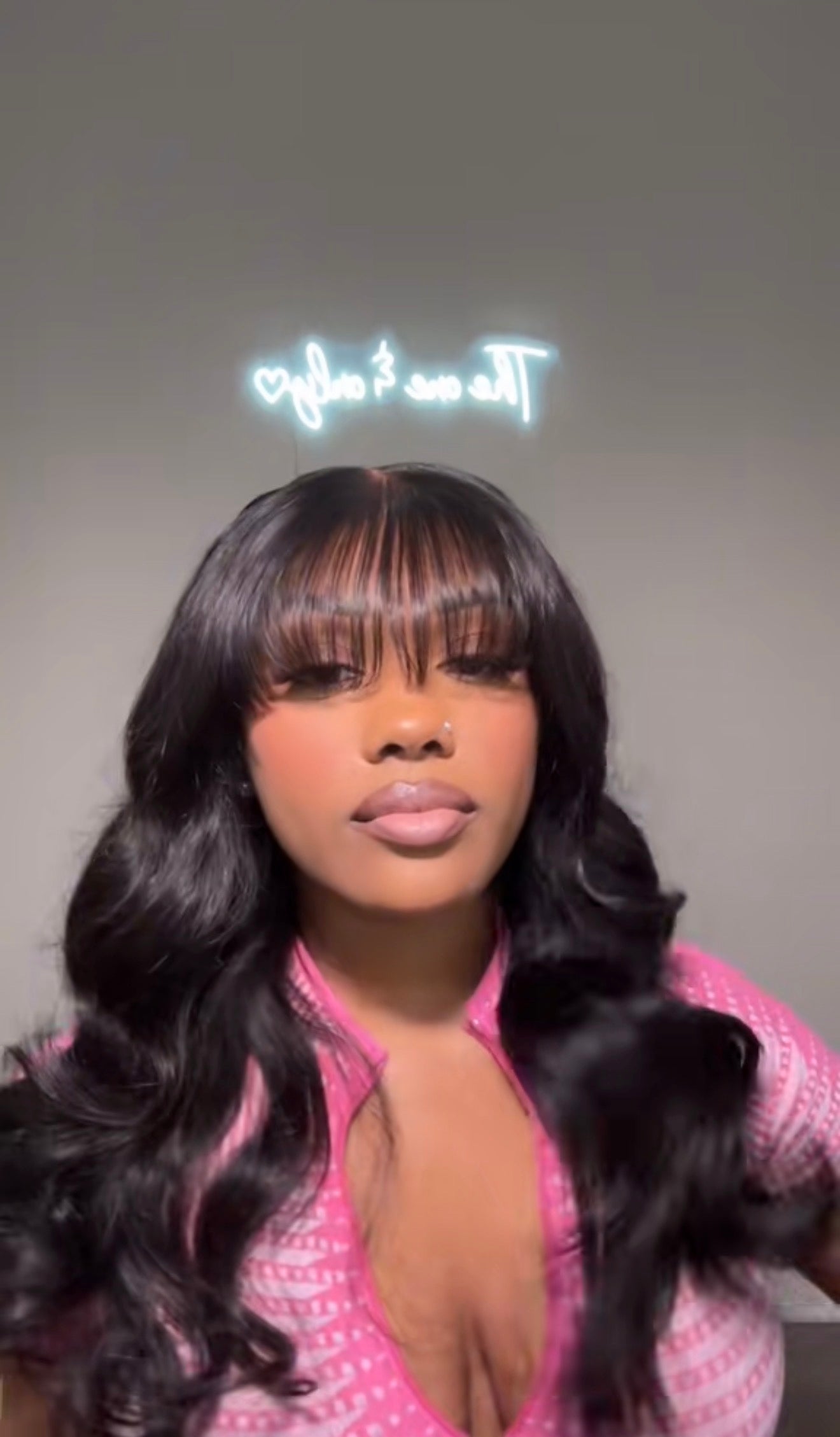 Black Bang Loose BodyWave Wig